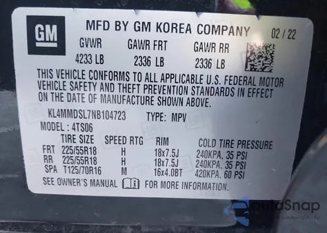 2022 Buick Encore Gx Fwd Select from USA, damaged, VIN KL4MMDSL7NB104723
